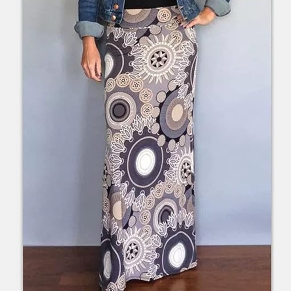 Women's Bohemian Print Long Maxi Skirt – 3X